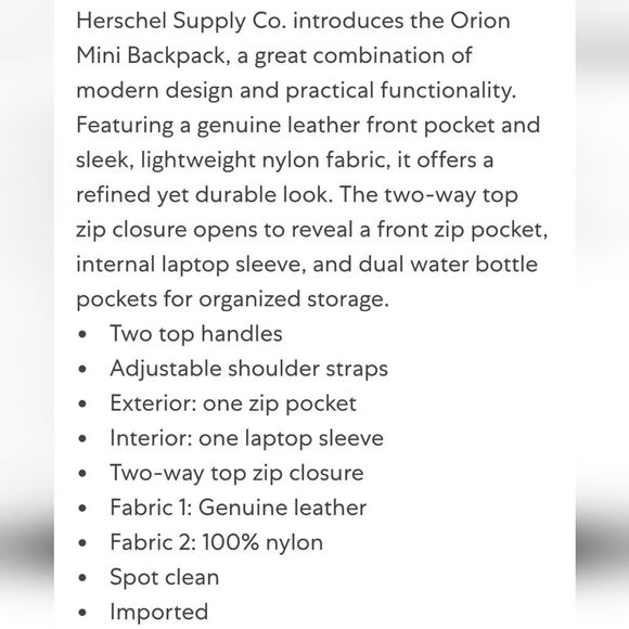 Herschel Supply Co Orion Mini‎  Backpack- Black main image 10